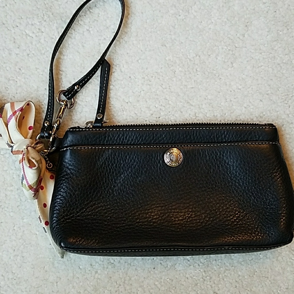 Coach leather black wristlet